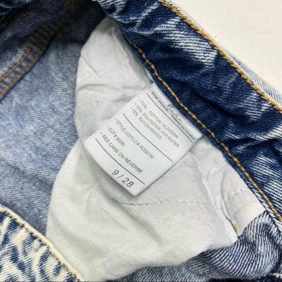 𝅺Kancan Acid Wash Super Distressed Raw Hem Boyfriend Straight Leg Blue Jeans 28 - Picture 9 of 10